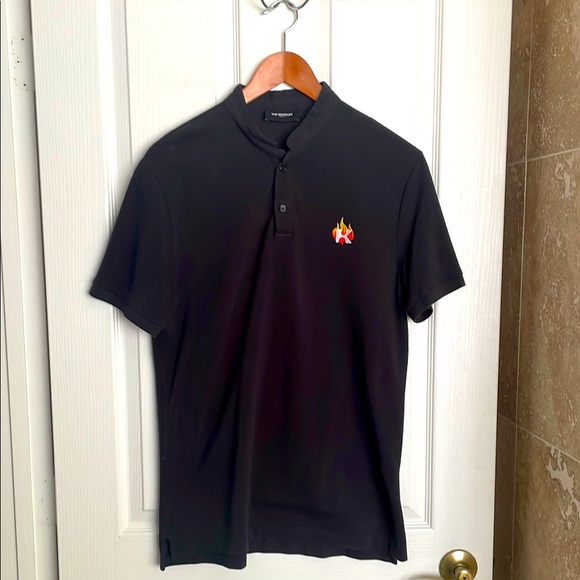 The Kooples - Paris, Black Banded Collar Polo Shirt - Picture 1 of 5